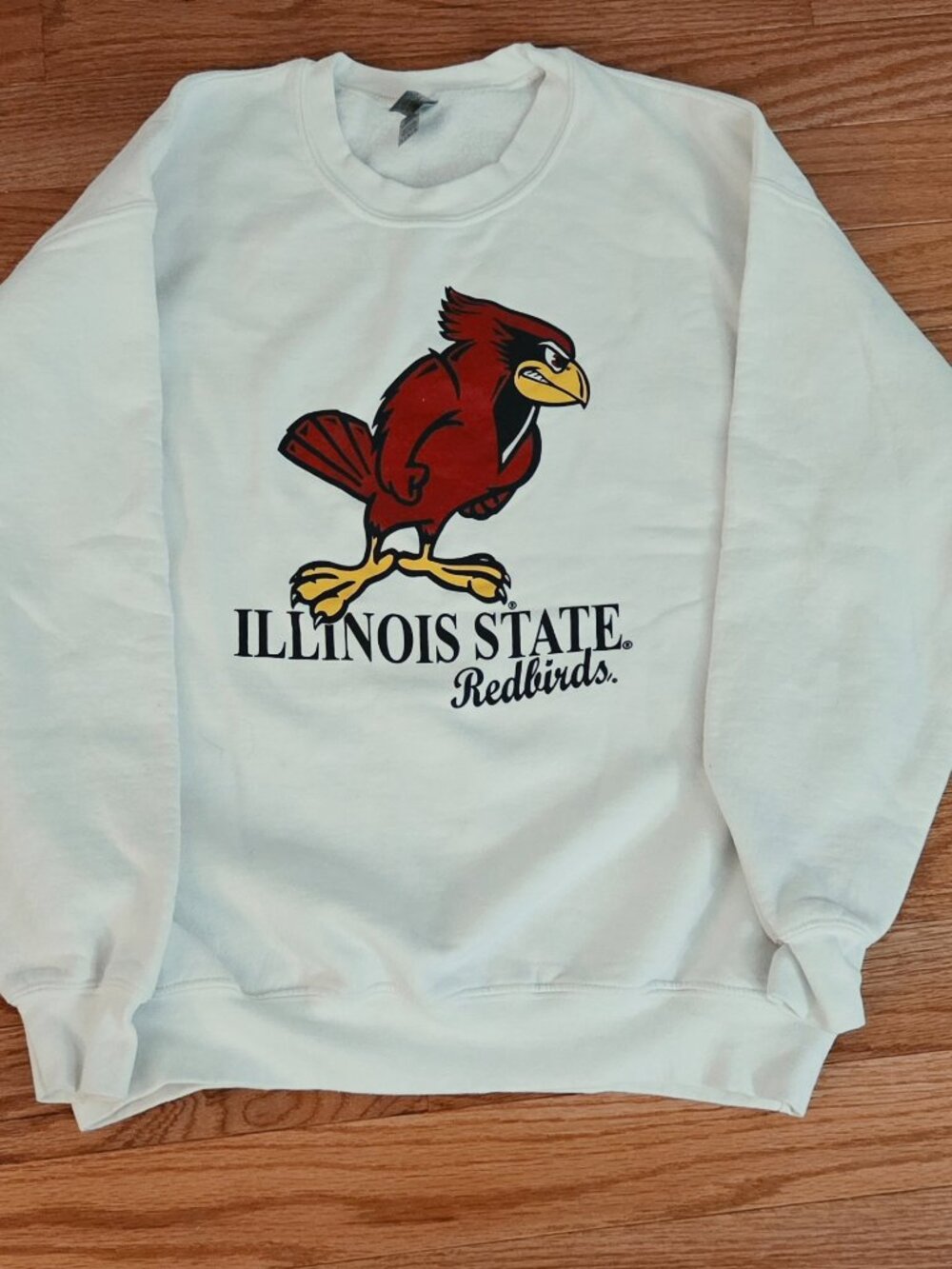 Illinois State University Redbirds White Sweatshirt. Size Large. Unisex